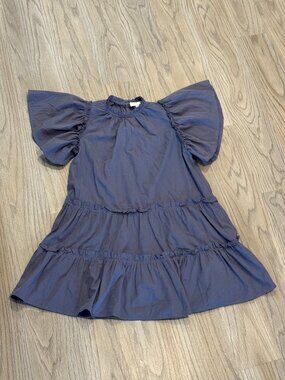 Pinch Ruffle Sleeve Mini Dress Tiered Babydoll Medium Boutique Dress